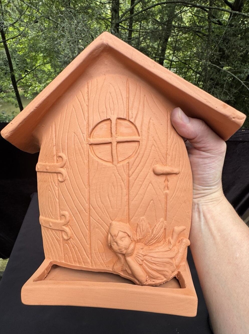 New Vtg Pottery Red Wear Scioto Mold Hanging Fairy House